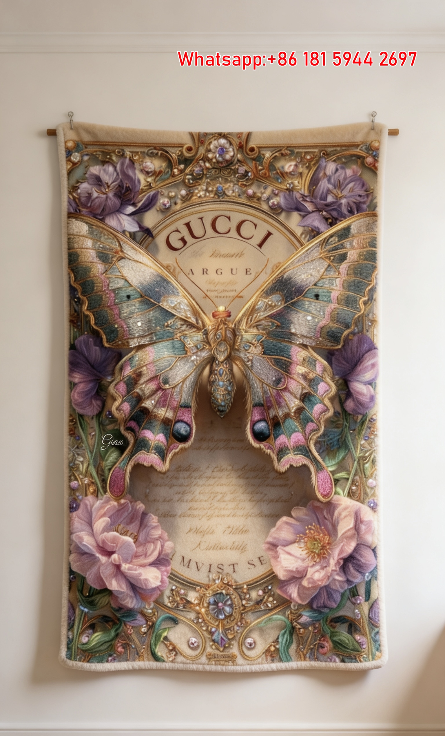 Gucci Gilded Butterfly Jewel Throw blankets Gucci Opulent Monarch Tapestry IMG_2803